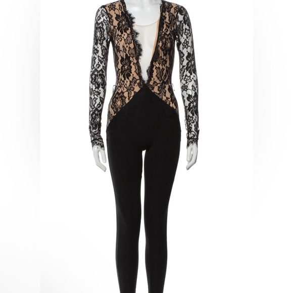 Michael Costello c Revolve Julian Elegant Black Lace Jumpsuit - Picture 4 of 6